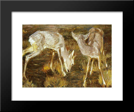 Deer At Dusk 20x24 Black Modern Wood Framed Art Print Poster by Marc, Franz