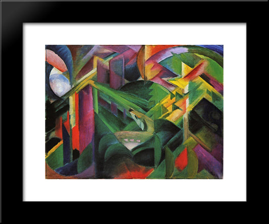 Deer In A Monastery Garden 20x24 Black Modern Wood Framed Art Print Poster by Marc, Franz