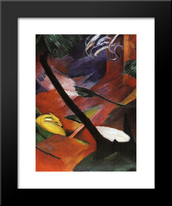 Deer In The Forest Ii 20x24 Black Modern Wood Framed Art Print Poster by Marc, Franz