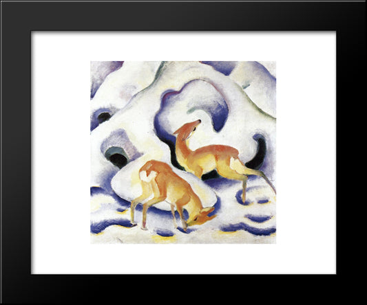 Deer In The Snow 20x24 Black Modern Wood Framed Art Print Poster by Marc, Franz
