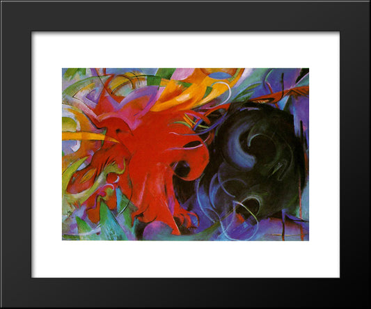 Fighting Forms 20x24 Black Modern Wood Framed Art Print Poster by Marc, Franz