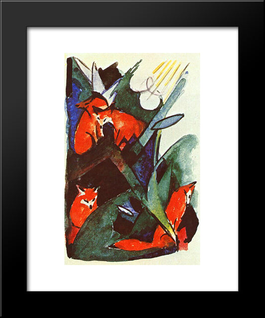 Four Foxes 20x24 Black Modern Wood Framed Art Print Poster by Marc, Franz