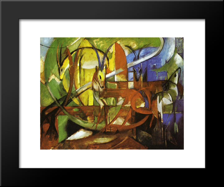 Gazelles 20x24 Black Modern Wood Framed Art Print Poster by Marc, Franz