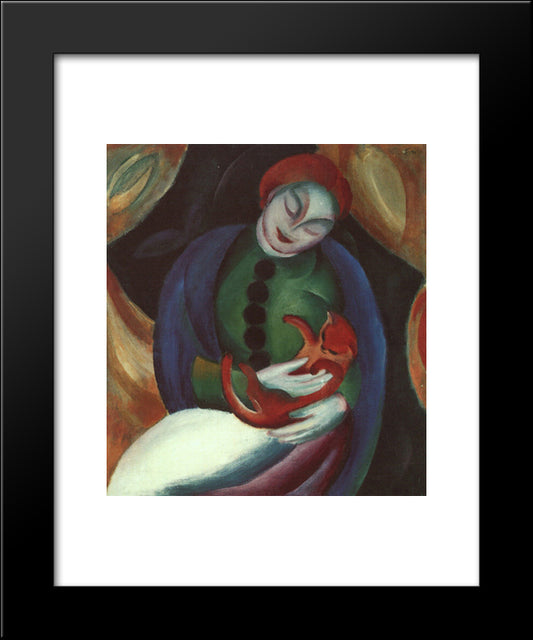 Girl With Cat Ii 20x24 Black Modern Wood Framed Art Print Poster by Marc, Franz