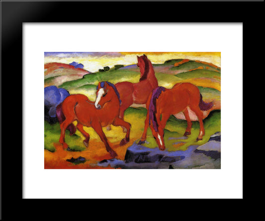 Grazing Horses Iv (The Red Horses) 20x24 Black Modern Wood Framed Art Print Poster by Marc, Franz