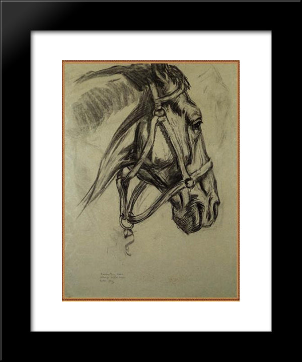 Head Of The Horse 20x24 Black Modern Wood Framed Art Print Poster by Marc, Franz