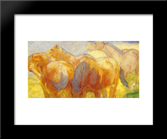 Large Lenggries Horses 20x24 Black Modern Wood Framed Art Print Poster by Marc, Franz