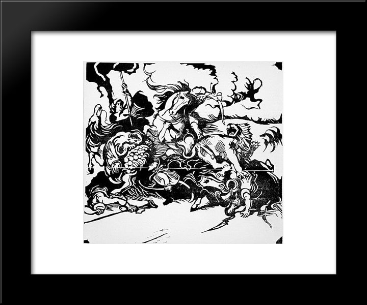 Lion Hunt (After Delacroix) 20x24 Black Modern Wood Framed Art Print Poster by Marc, Franz