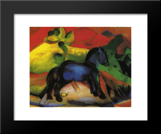 Little Blue Horse 20x24 Black Modern Wood Framed Art Print Poster by Marc, Franz