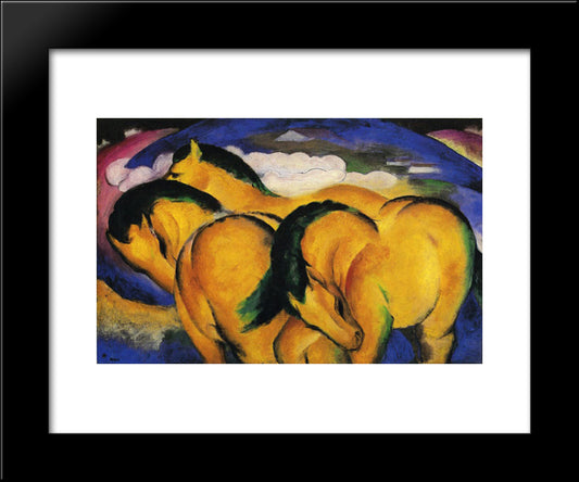 Little Yellow Horses 20x24 Black Modern Wood Framed Art Print Poster by Marc, Franz