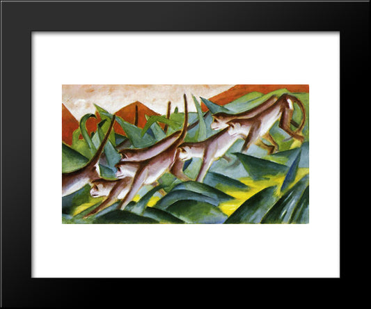 Monkey Frieze 20x24 Black Modern Wood Framed Art Print Poster by Marc, Franz