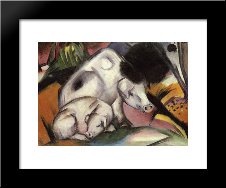 Pigs 20x24 Black Modern Wood Framed Art Print Poster by Marc, Franz