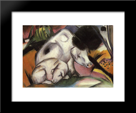 Pigs 20x24 Black Modern Wood Framed Art Print Poster by Marc, Franz