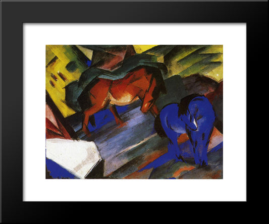 Red And Blue Horse 20x24 Black Modern Wood Framed Art Print Poster by Marc, Franz