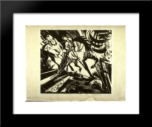 Riding School 20x24 Black Modern Wood Framed Art Print Poster by Marc, Franz