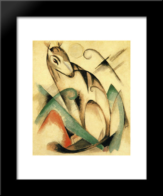 Seated Mythical Animal 20x24 Black Modern Wood Framed Art Print Poster by Marc, Franz