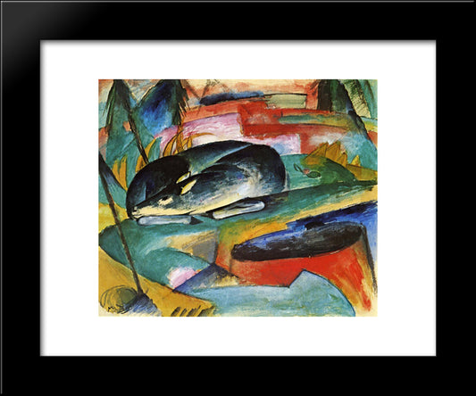 Sleeping Deer 20x24 Black Modern Wood Framed Art Print Poster by Marc, Franz