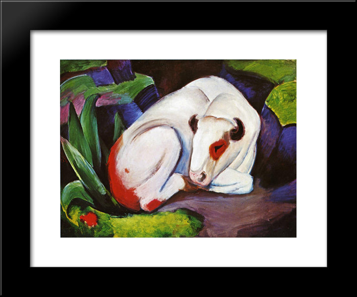 The Steer (The Bull) 20x24 Black Modern Wood Framed Art Print Poster by Marc, Franz