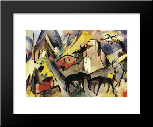 The Unfortunte Land Of Tyrol 20x24 Black Modern Wood Framed Art Print Poster by Marc, Franz