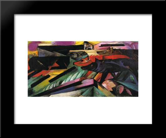 The Wolves (Balkan War) 20x24 Black Modern Wood Framed Art Print Poster by Marc, Franz