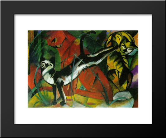 Three Cats 20x24 Black Modern Wood Framed Art Print Poster by Marc, Franz