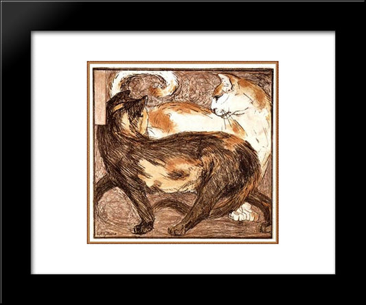 Two Cats 20x24 Black Modern Wood Framed Art Print Poster by Marc, Franz