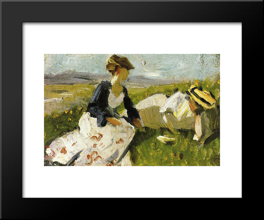 Two Women On The Hillside 20x24 Black Modern Wood Framed Art Print Poster by Marc, Franz