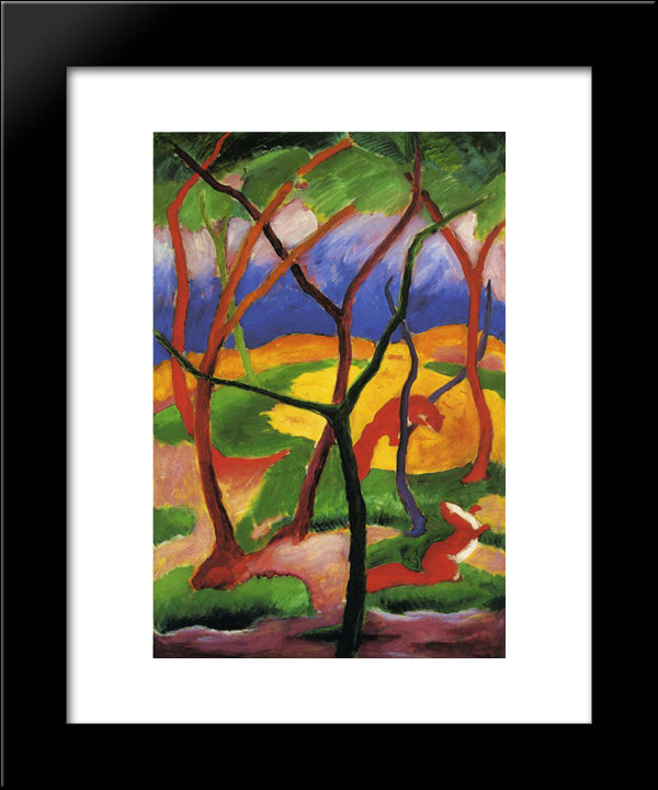 Weasels Playing 20x24 Black Modern Wood Framed Art Print Poster by Marc, Franz