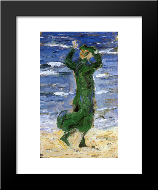 Woman In The Wind By The Sea 20x24 Black Modern Wood Framed Art Print Poster by Marc, Franz