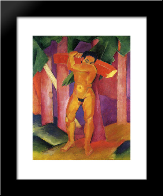 Woodcutter 20x24 Black Modern Wood Framed Art Print Poster by Marc, Franz