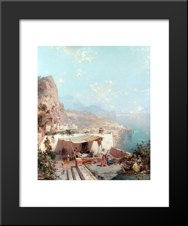 Amalfi, The Gulf Of Salerno 20x24 Black Modern Wood Framed Art Print Poster by Unterberger, Franz Richard