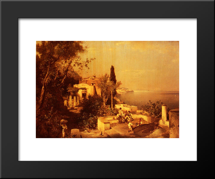 Fishermen On The Terrace 20x24 Black Modern Wood Framed Art Print Poster by Unterberger, Franz Richard