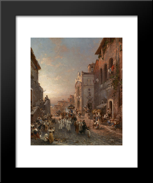 Procession In Naples 20x24 Black Modern Wood Framed Art Print Poster by Unterberger, Franz Richard