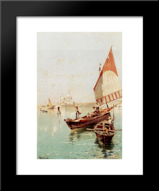 Sailboat In A Venetian Lagoon 20x24 Black Modern Wood Framed Art Print Poster by Unterberger, Franz Richard