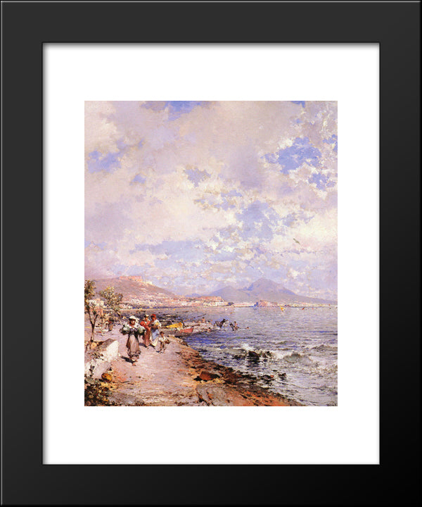 The Bay Of Naples 20x24 Black Modern Wood Framed Art Print Poster by Unterberger, Franz Richard