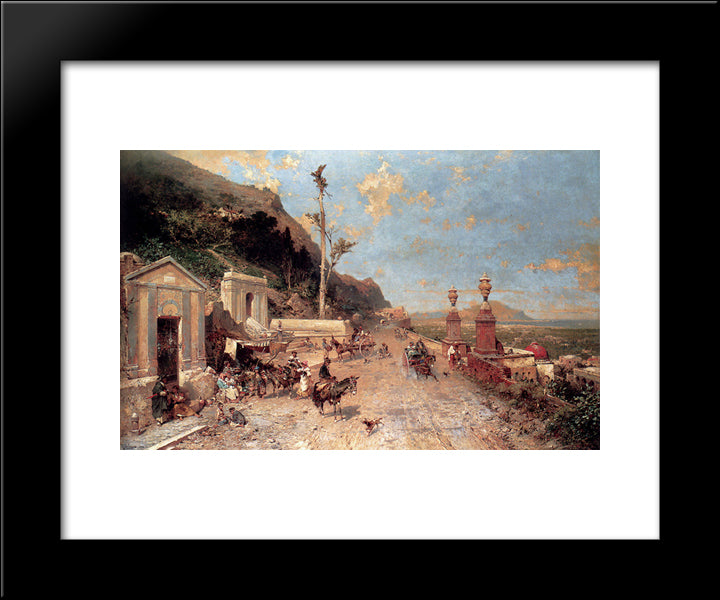 The Monreale Road, Palermo 20x24 Black Modern Wood Framed Art Print Poster by Unterberger, Franz Richard
