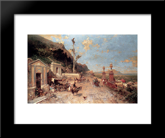 The Monreale Road, Palermo 20x24 Black Modern Wood Framed Art Print Poster by Unterberger, Franz Richard