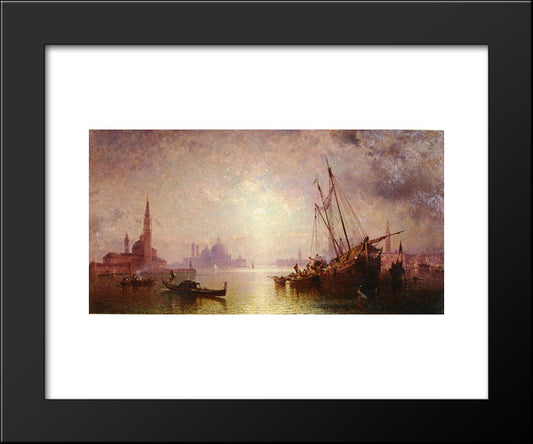 View Of St George'S, Venice 20x24 Black Modern Wood Framed Art Print Poster by Unterberger, Franz Richard