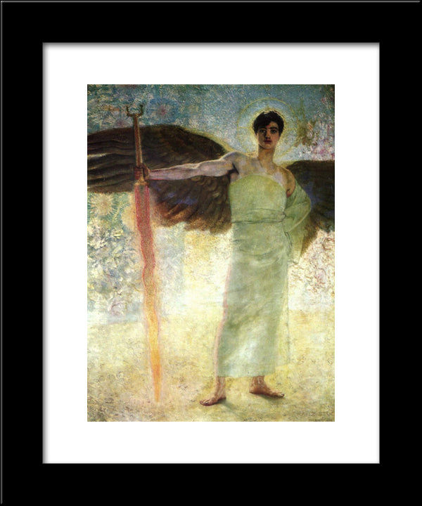 Angel With The Flaming Sword 20x24 Black Modern Wood Framed Art Print Poster by Stuck, Franz