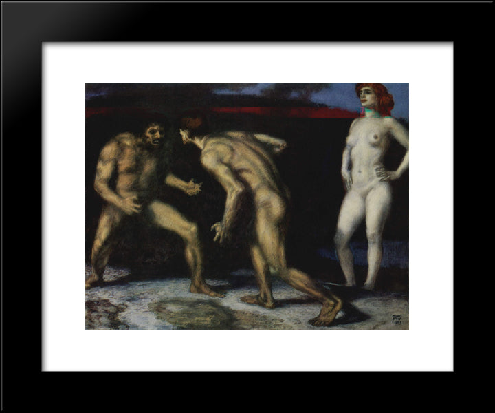 Battle For A Woman 20x24 Black Modern Wood Framed Art Print Poster by Stuck, Franz