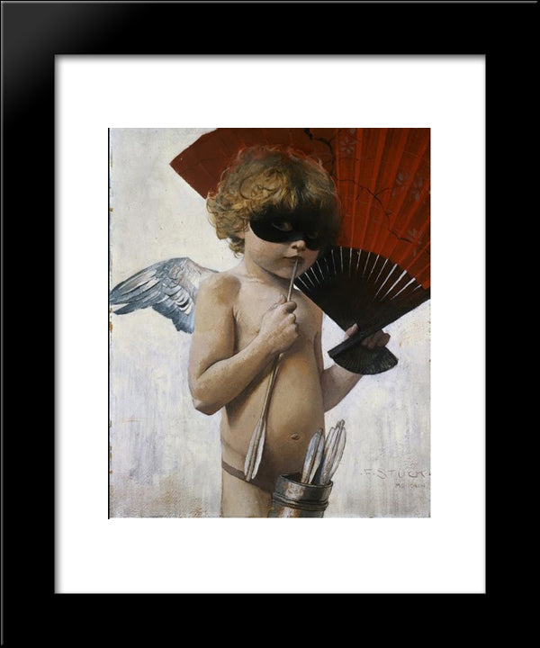 Cupid At The Masked Ball 20x24 Black Modern Wood Framed Art Print Poster by Stuck, Franz