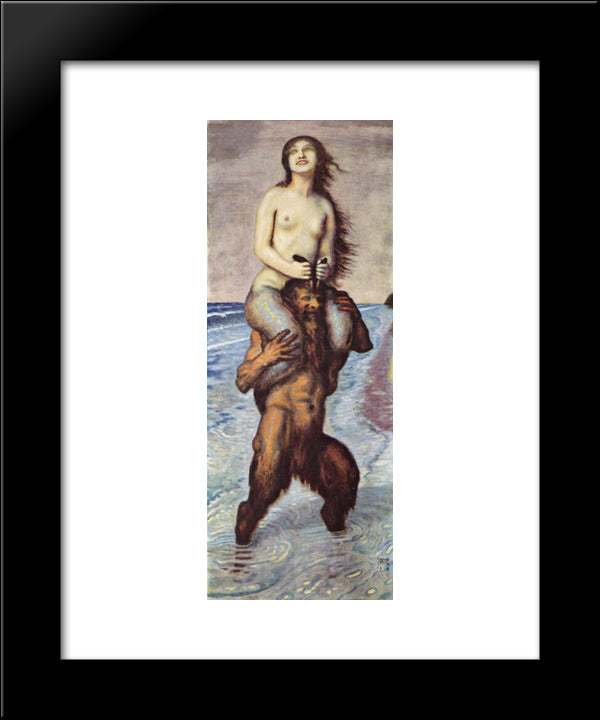 Faun And Neck 20x24 Black Modern Wood Framed Art Print Poster by Stuck, Franz