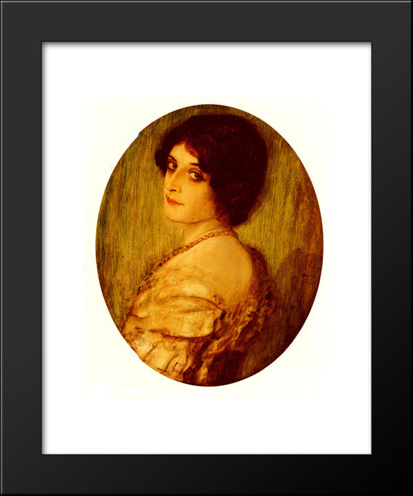 Female Portrait 20x24 Black Modern Wood Framed Art Print Poster by Stuck, Franz