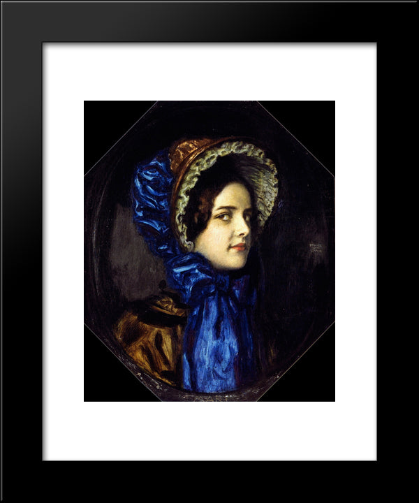 Mary With Biedermeier Hut 20x24 Black Modern Wood Framed Art Print Poster by Stuck, Franz