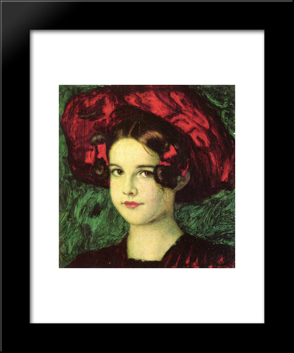 Mary With A Red Hat 20x24 Black Modern Wood Framed Art Print Poster by Stuck, Franz