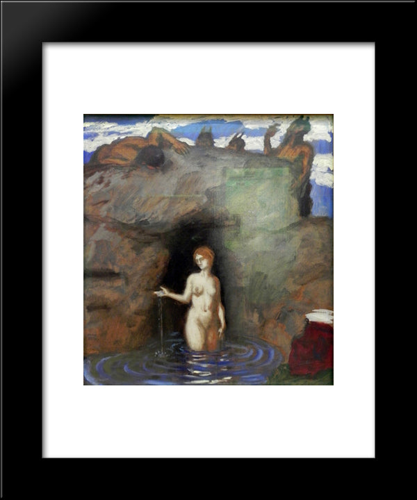 Naiad And Faun 20x24 Black Modern Wood Framed Art Print Poster by Stuck, Franz