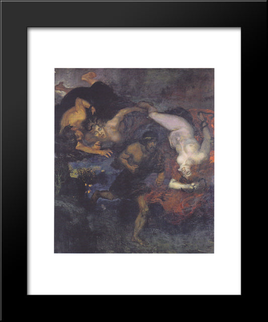 Orestes And The Erinyes 20x24 Black Modern Wood Framed Art Print Poster by Stuck, Franz