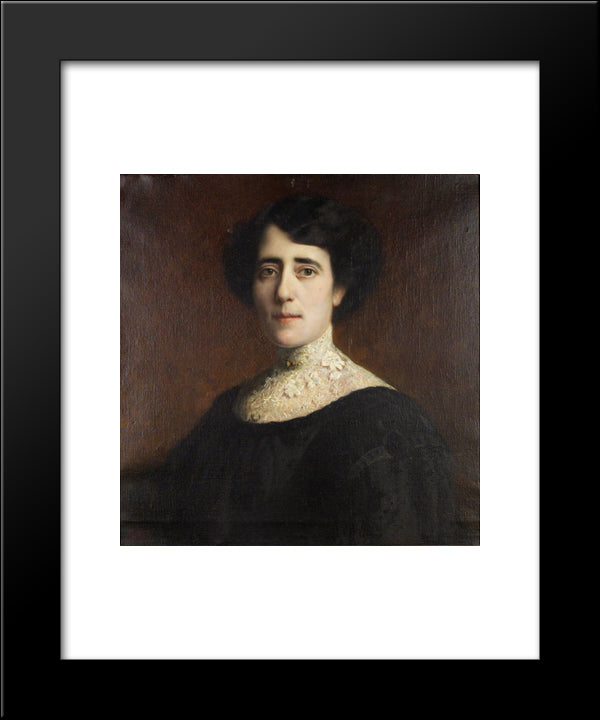 Portrait Of A Lady With Lace Collar 20x24 Black Modern Wood Framed Art Print Poster by Stuck, Franz