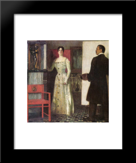 Self-Portrait Of The Painter And His Wife In The Studio 20x24 Black Modern Wood Framed Art Print Poster by Stuck, Franz