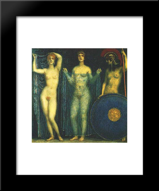 The Three Goddesses Hera, Aphrodite, Athena 20x24 Black Modern Wood Framed Art Print Poster by Stuck, Franz